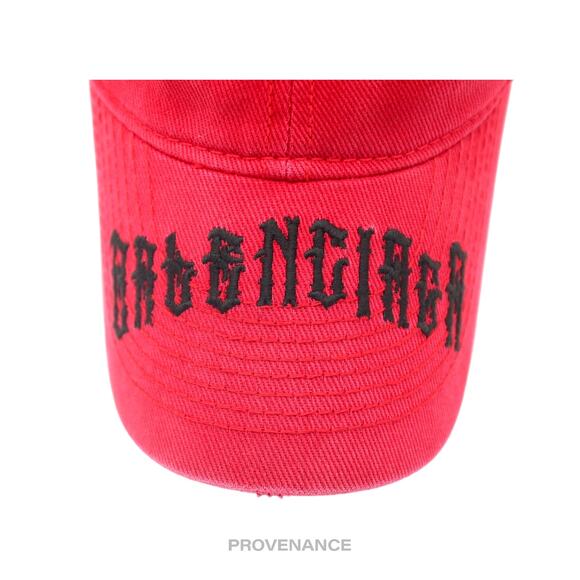 🔴 Balenciaga Tattoo Embroidered Logo Cap - Red - Picture 6 of 11